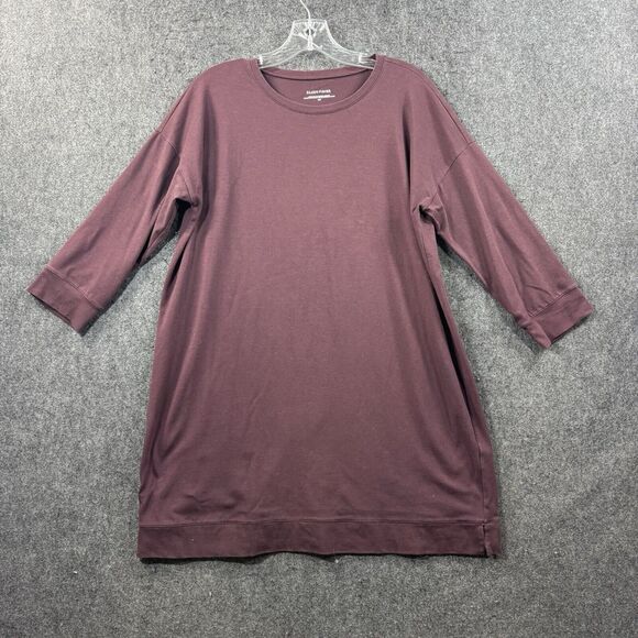 Eileen Fisher Top Women's Small Maroon Boxy Tunic Stretch USA Made - Picture 1 of 7